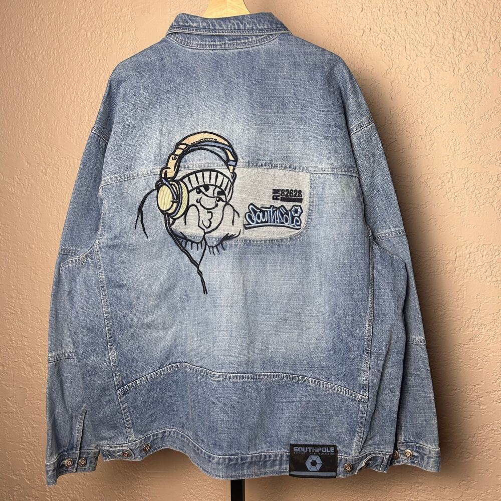 Southpole Embroidered Y2K NWT Light Wash Denim Jacket XL